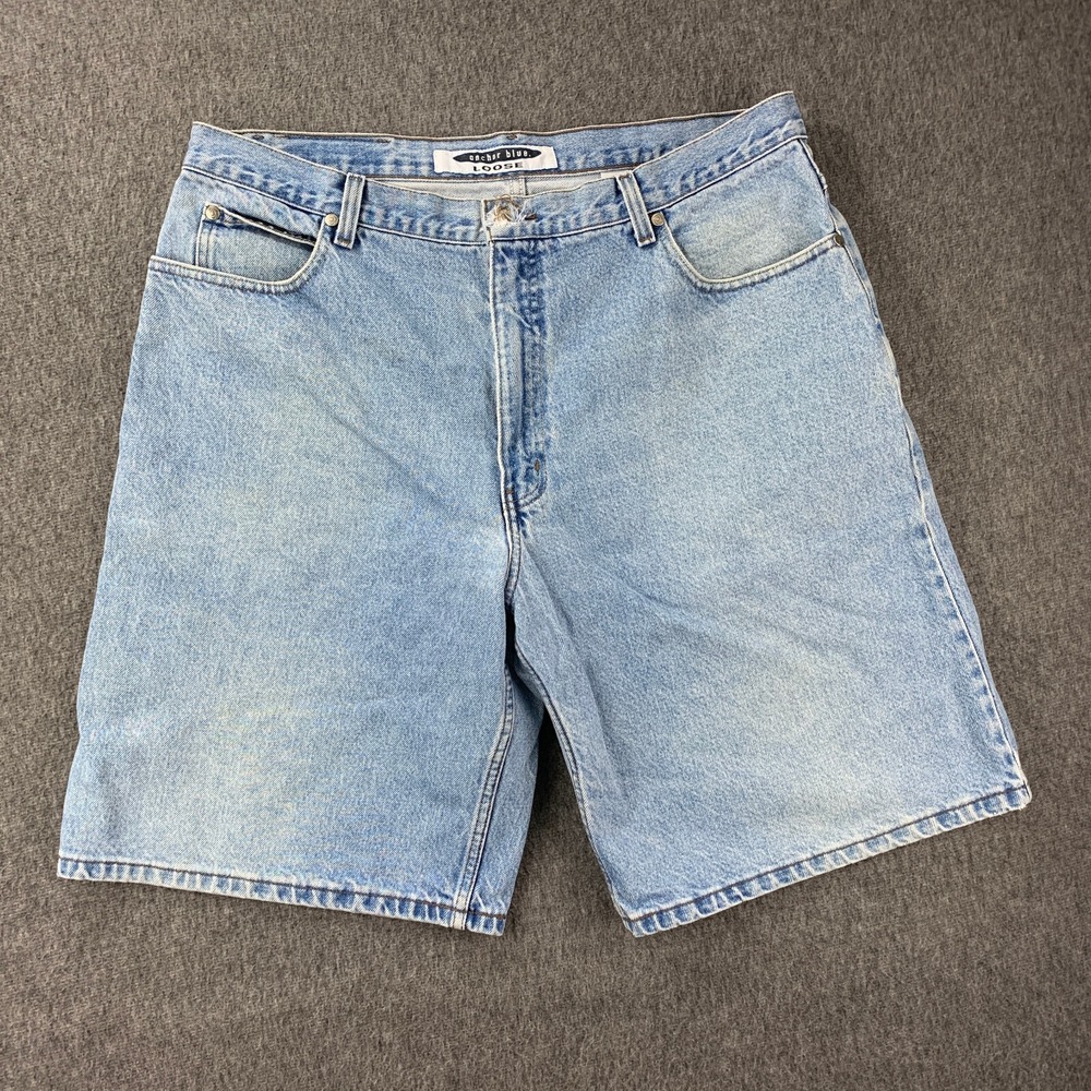 VTG Anchor Blue Baggy Jean Shorts Jorts Mens 38x11 90's Loose Hip Hop Y2K